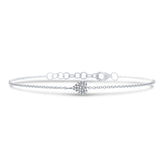 0.05ct 14k White Gold Diamond Pave Heart Bracelet